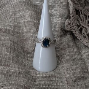 Elegant Silver and Blue Gemstone Ring